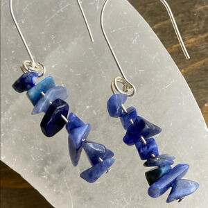 SODALITE SILVER DANGLE EARRINGS
